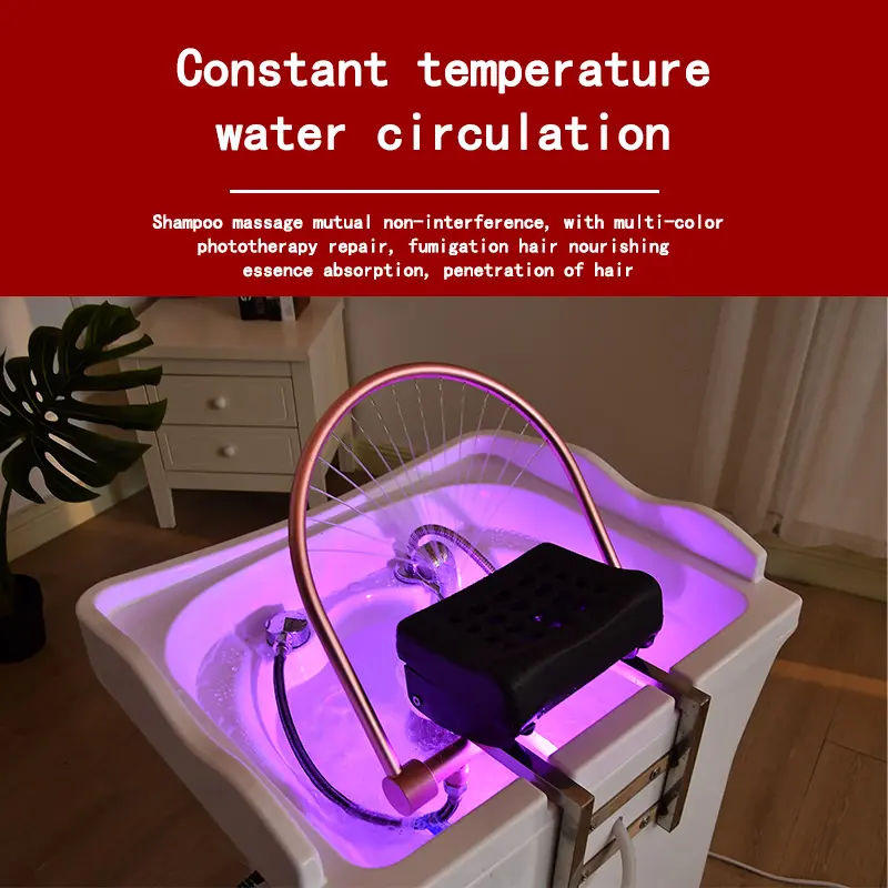 Mobile Water Tank Shampoo Wash Chair Massage Head Spa Adjustable Water Circulation Multifunctional Fumigable Shampoo Bed