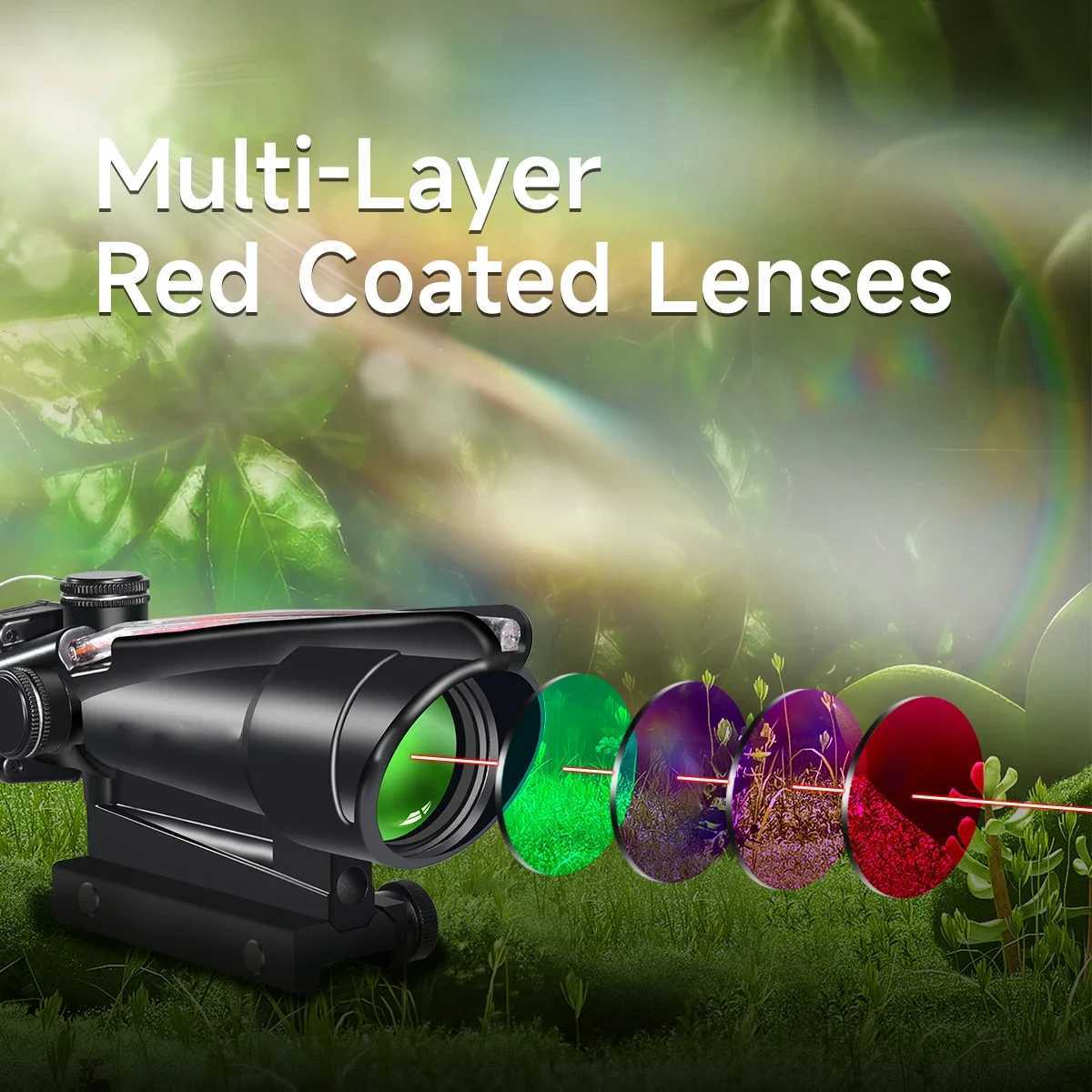 5x35 Tactical Red Real Fiber Optics Illuminated Chevron Glass Etched Reticle Optical Hunting Scope with Mini Red Dot Combo SightW241014