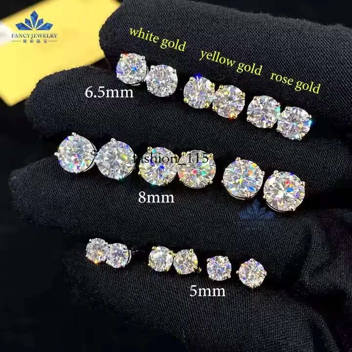 Screwback earring 3mm-10mm piercing jewelry 4 prongs set CVD HPHT lab grown stud in VVS Elegant Dazzg