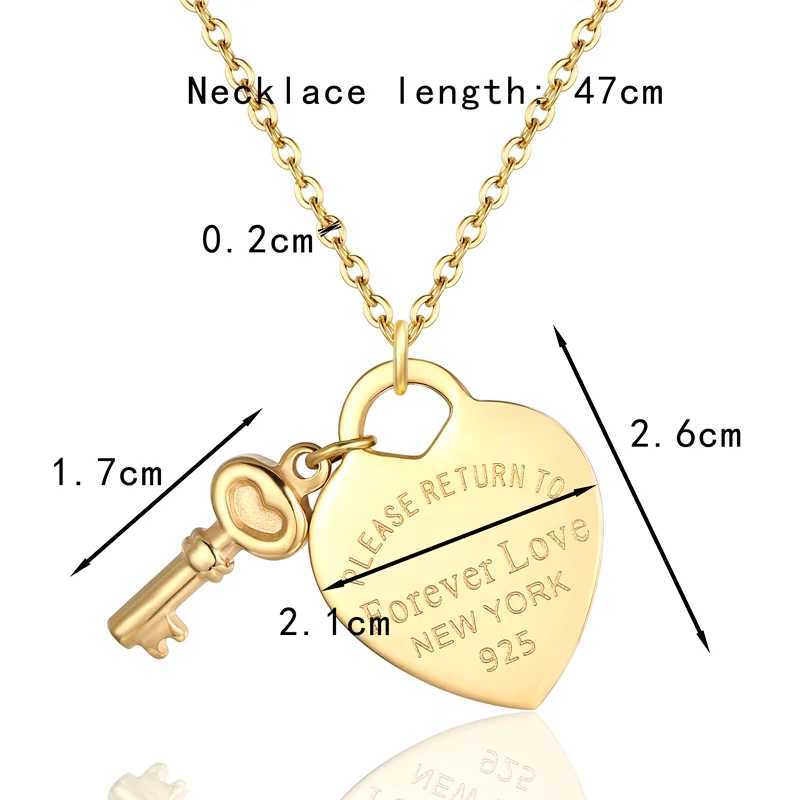 Pendant Necklaces New Arrival Key And Forever Love Big Heart Necklace Stainless Steel High Quality Gold Colour Jewelry For Women Gift H250115