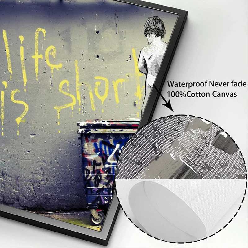 Paintings The Boy Behind The Curtains Graffiti Poster Banksy Street Art Funny Canvas Painting Print Wall Art for Home Bedroom Decor H250115