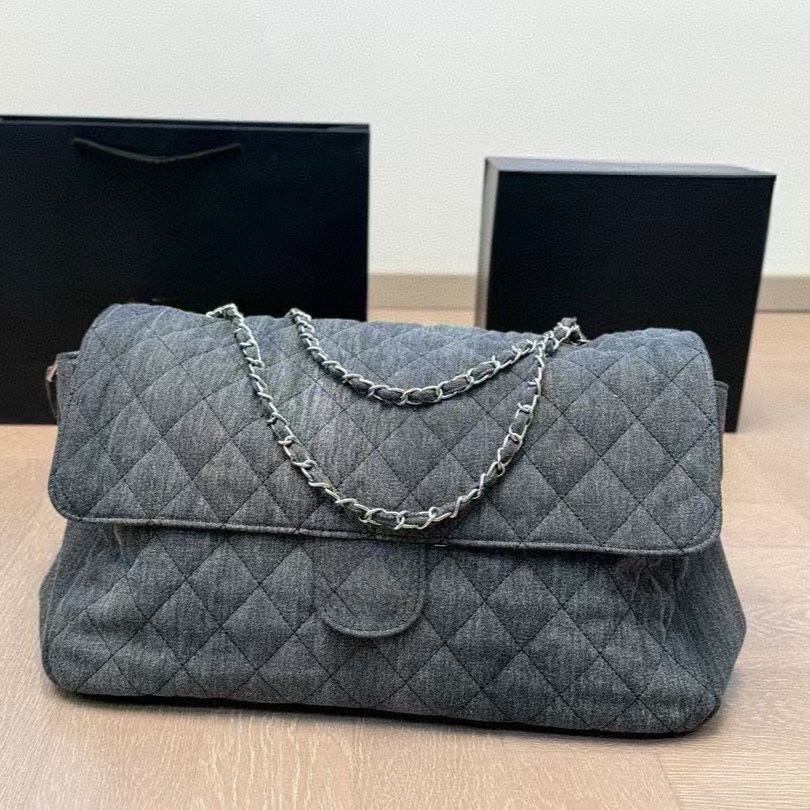Denim Plaid Messenger Bags Outdoor Packs Canvas Shoulder Bags With 2 Straps Luxury Designer Large Capacity Satchel Schoolbag Vintage Handbags Gym Travel Bag 3056