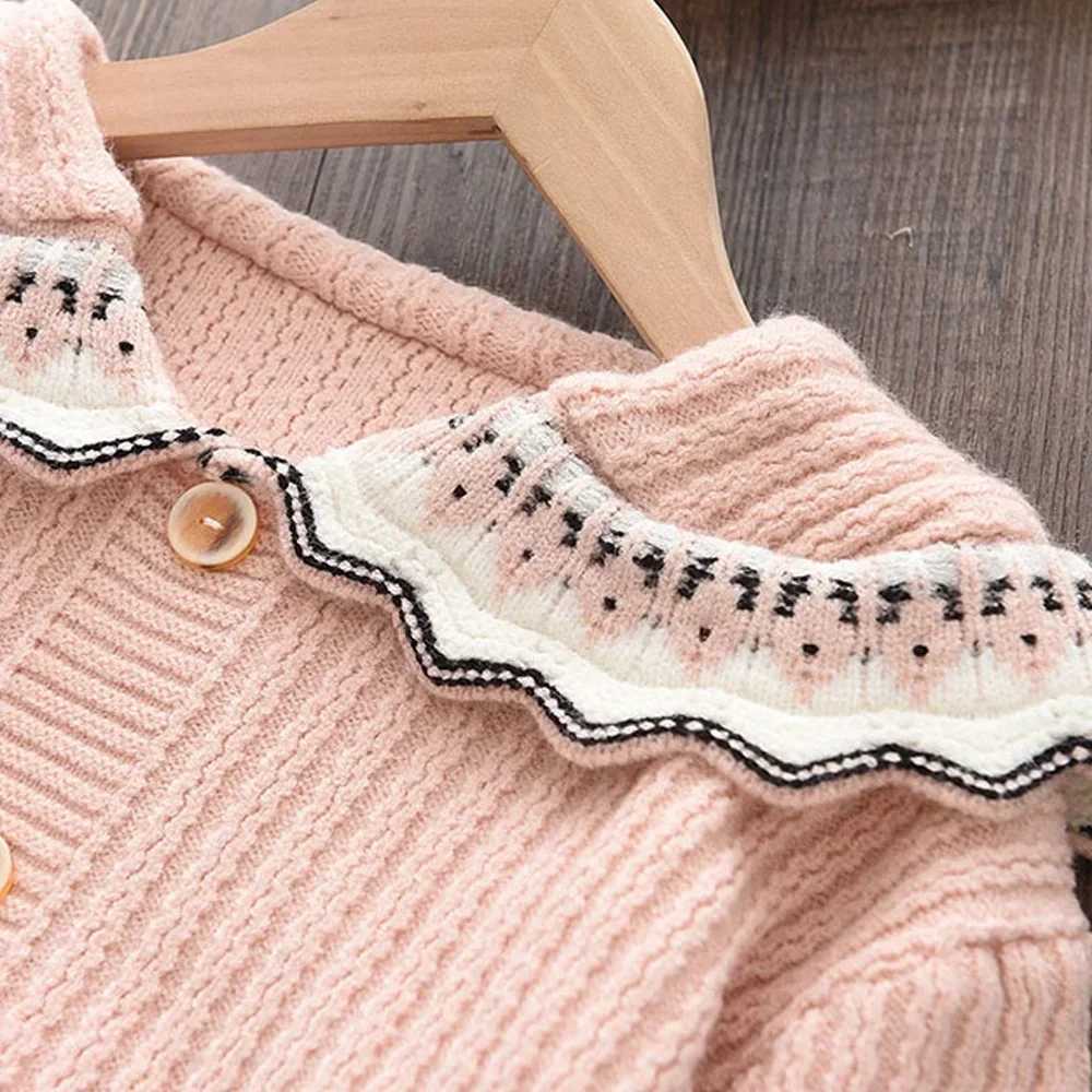 Bear Leader Girls Suits Winter Lace Collar Solid Color Longsleeved Sweater Halflength Pleated Skirt 2piece Sets 26 Years Old L250926IOK1
