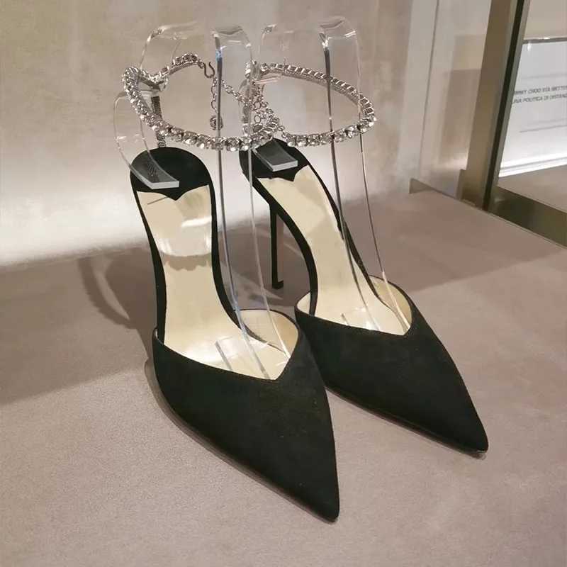 Satin Crystal Rhinestone High Heel Sandals for Weddings - hot Thin Strappy Y250115