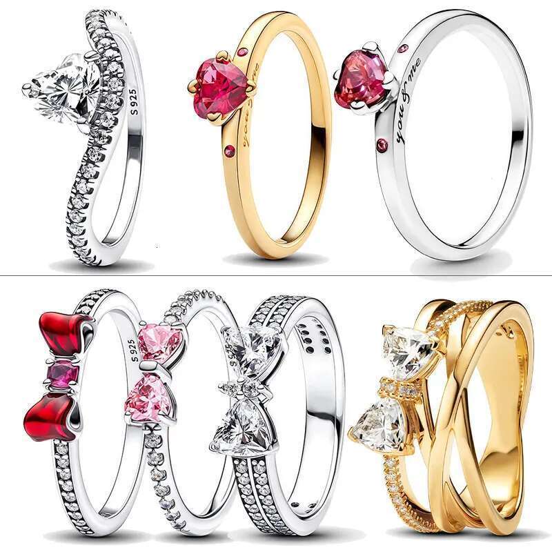 2025 New 925 Silver Ring Red Bow Ring Explosion of Love Finger ring For Women Gift Anniversary Original Designer Fine Jewelry
