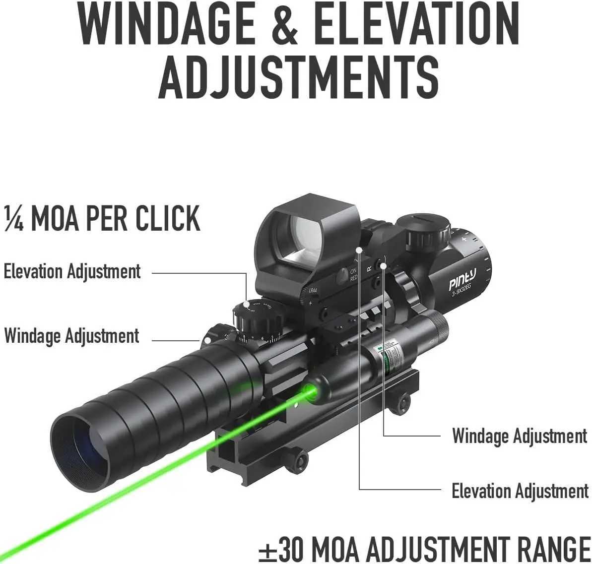 Rangefinder Scope Red Green Dot Sight Laser and 4 Slots RiserW241014