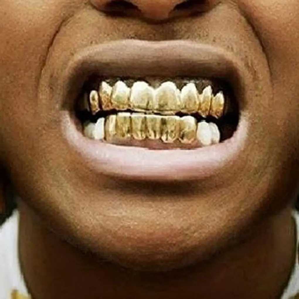 Top dentures Halloween mouth grill copper plated gold dental hat performance party decoration silver setXJ250412