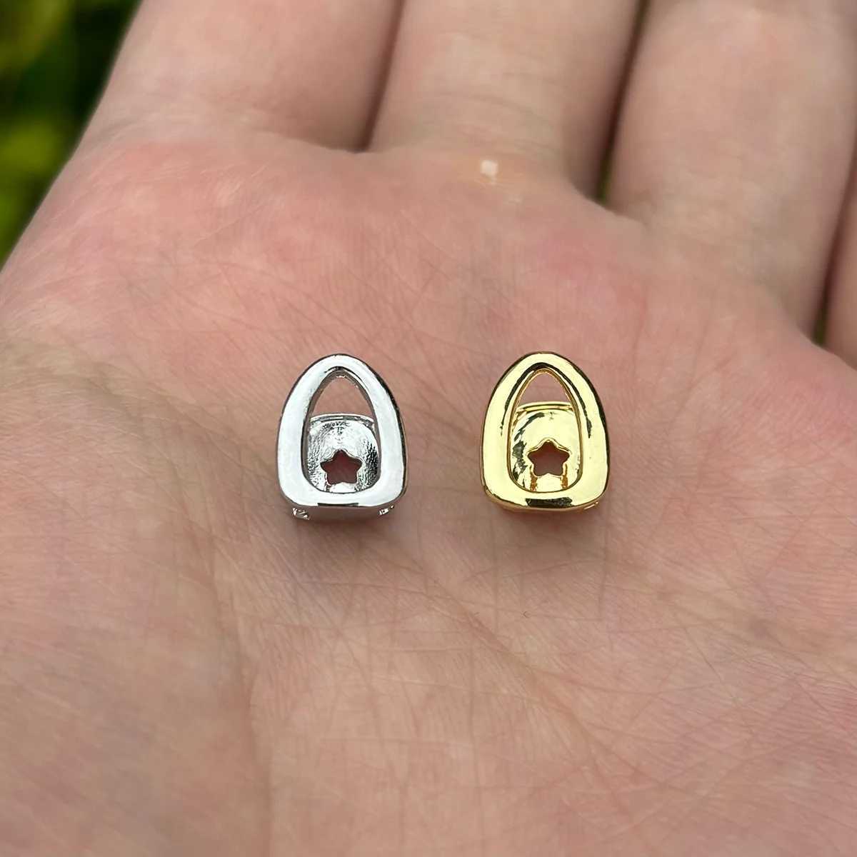 RACHELZ Classic Single Hollow Teeth Grillz Hip Hop 14K Gold Plated Heart Tooth Caps For Women Men Jewelry Dental GrillsXJ250114
