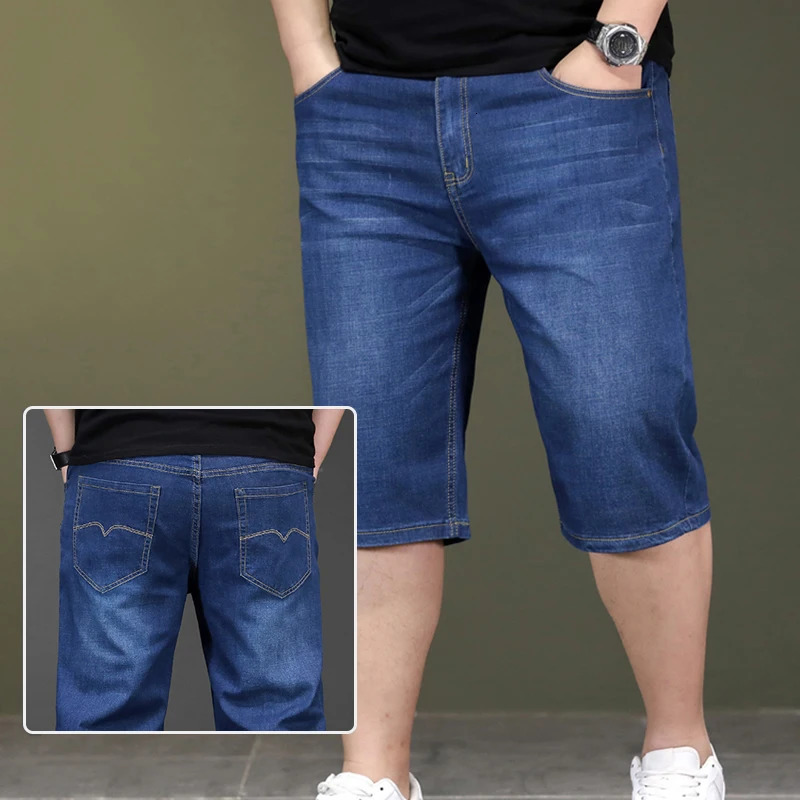 Large Size 44 48 Denim Short Pants Chubby Mens Summer Jeans High Quality Daily Fashion Dropship Plus 250109Z