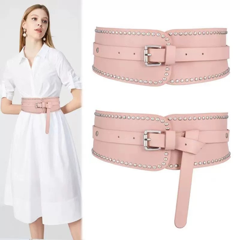 Wide Belt Women with Dresses Sub Shirt Waist Closing Decoration Purple Pink Red Girdle Seal Outer Fashion Hundred