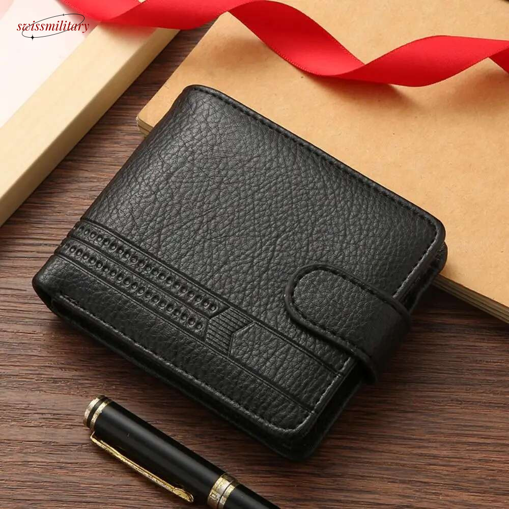 Durable Men Leather Zipper Slim Card Holder Wallets High Quality Male Short Multi-card Wallet Coin Pocket Purse swissmilitary