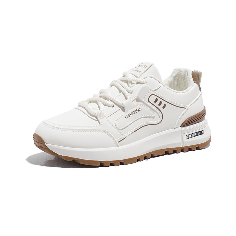 Women Sports Shoes Fashion Korean Version 2025 Spring Running Thick Sole Triple Khaki Red Free shipping