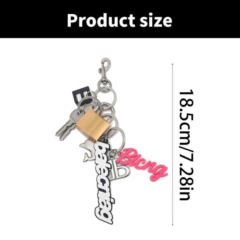Keychains Lanyards Fashionable metal interesting lock design keychain personalized rdy shaped key accessory suitable for daily carrying H250217