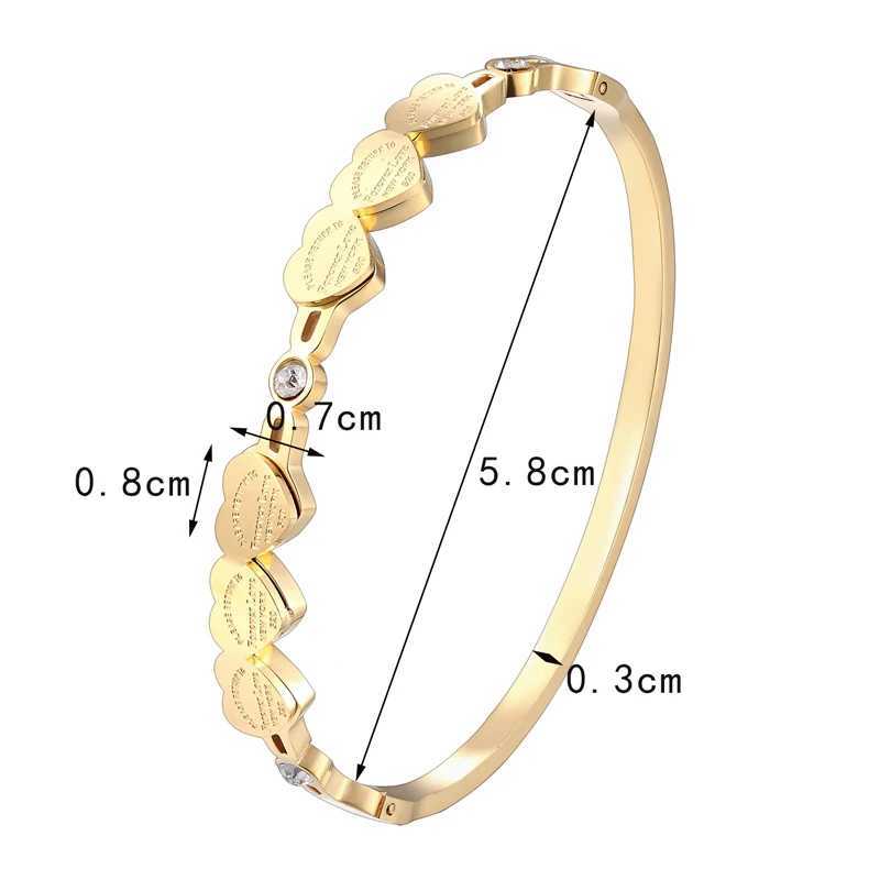 Chain Beautiful Crystal And 6 Forever Love Small Peach Heart Bracelets Bangle Stainless Steel Brand Jewelry Woman Wholesale H250115