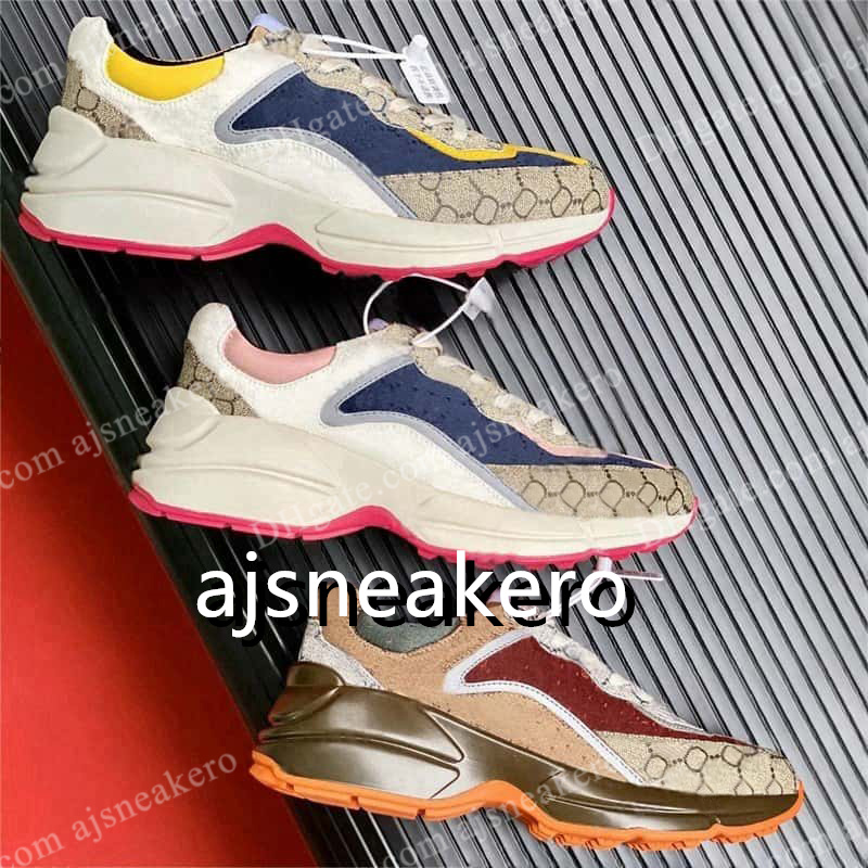 Luxury brand designer Rhyton Casual Shoes men's and women's sneakers for women's Shoes Strawberry wave mouth tiger Net print vintage coach women's shoes