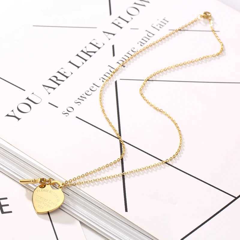 Pendant Necklaces New Arrival Key And Forever Love Big Heart Necklace Stainless Steel High Quality Gold Colour Jewelry For Women Gift H250115
