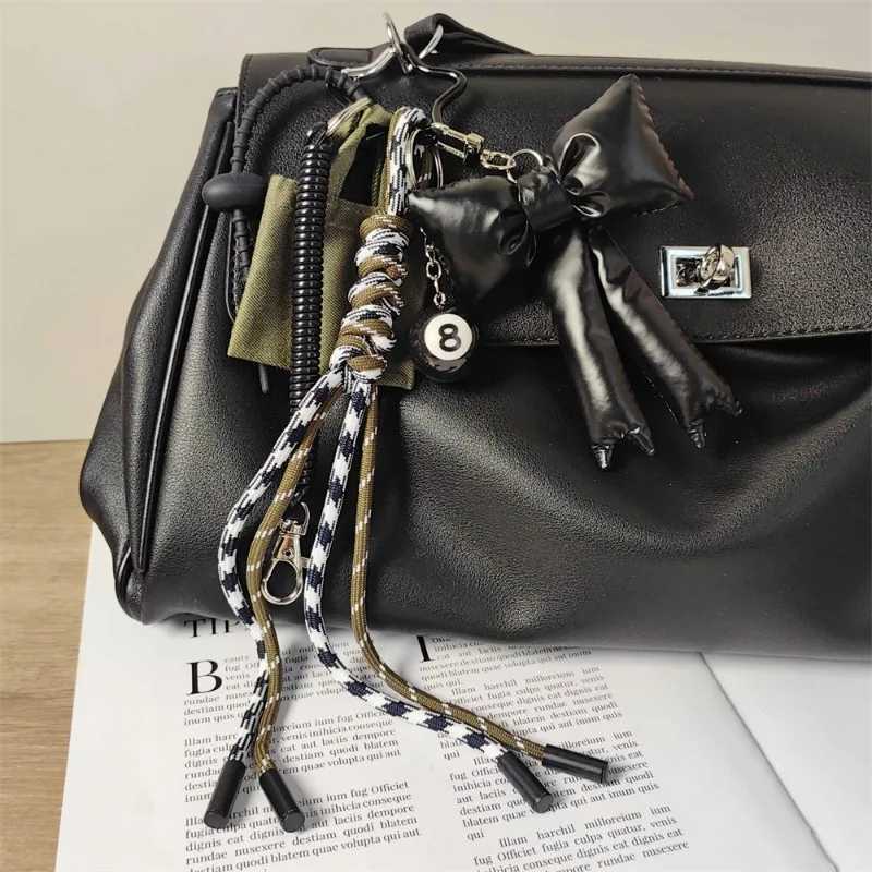 Keychains Lanyards Cute Football Helmet Keychain Yellow Lucky Money Bag Chips Dice Pendant Versatile Trendy Lanyard Game Machine Braided Rope H250115