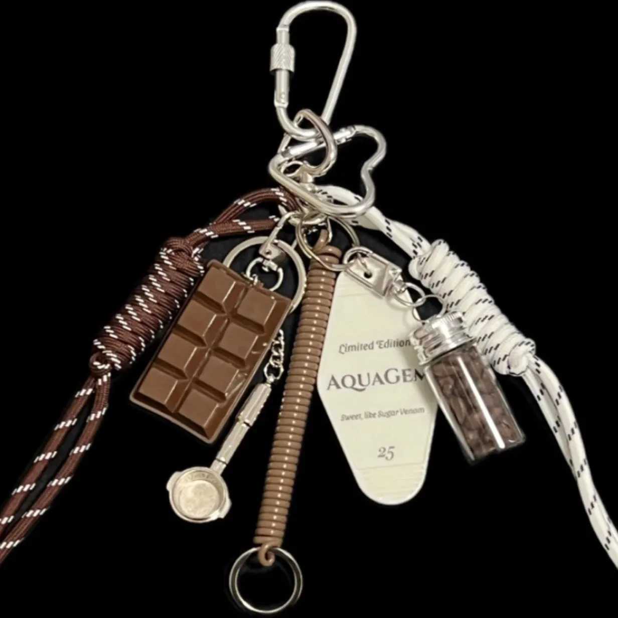 Keychains Lanyards Creative Chocolate Coffee Bean Keychain Handmade Simple Diy Rope Pendant Y2k Alkali Water Bread Tassels Trendy Accessory Gifts H250