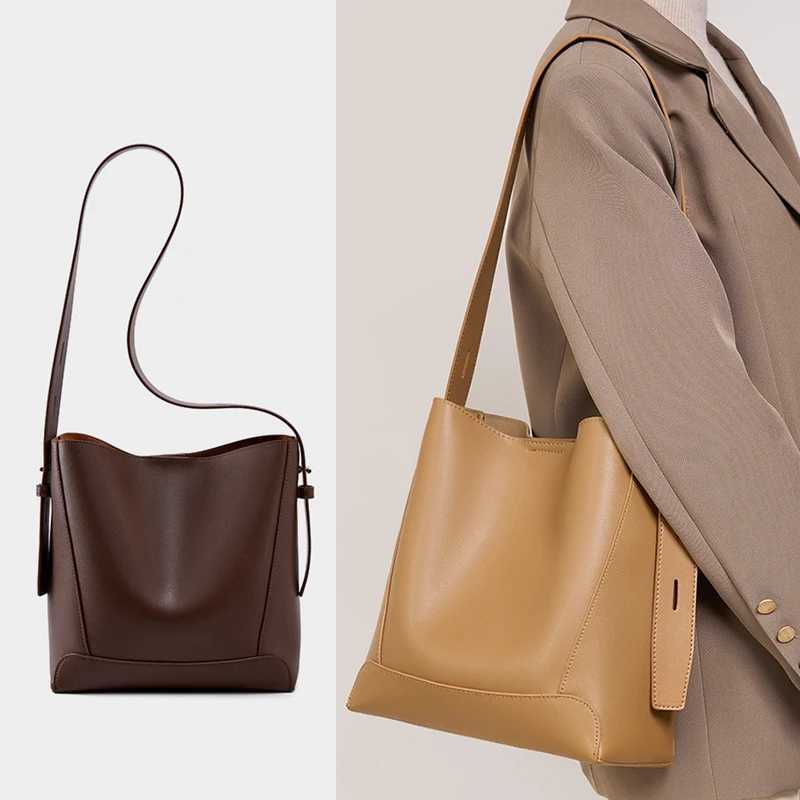 100% Genuine Leather Women Shoulder Bag Large Capacity Cowhide Bucket Bags Fashion Casual Female Crossobdy Bag 2391 Z250115