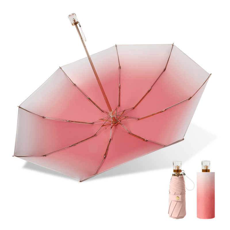 Stylish Folding Five-Fold Gradient Pattern Sun & Rain Umbrella with Strong UV Blocking Features