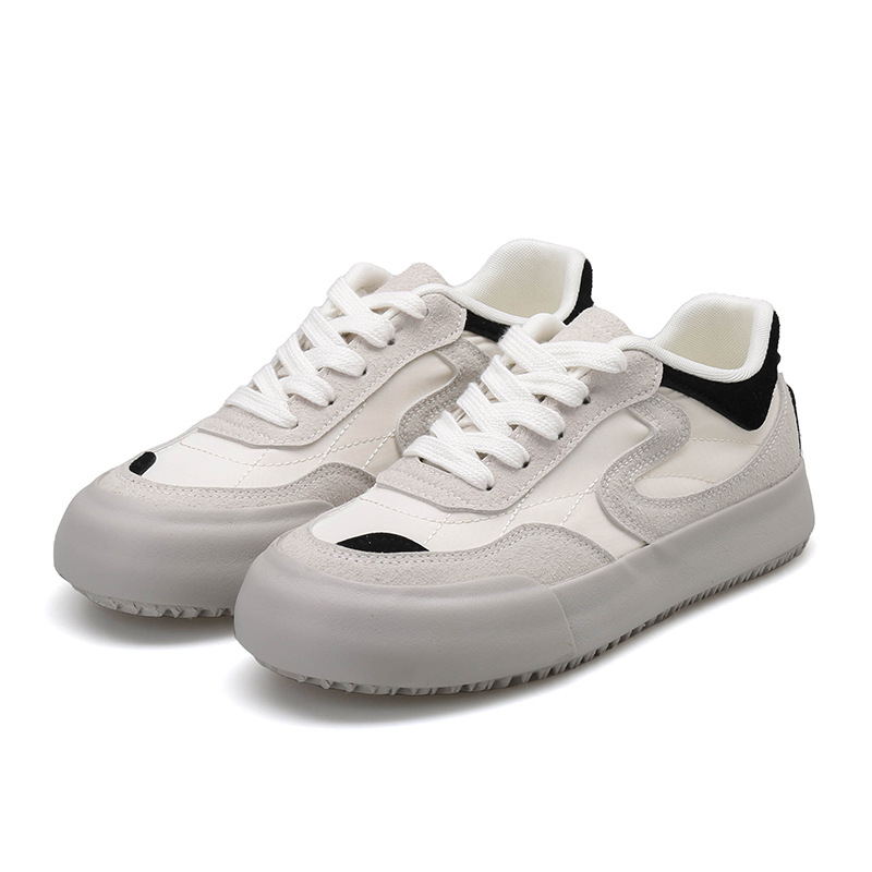 Women Casual Shoes Thick Sole Soft Training Shoes Fashion Retro Style Versatile Triple Beige Red Free shipping