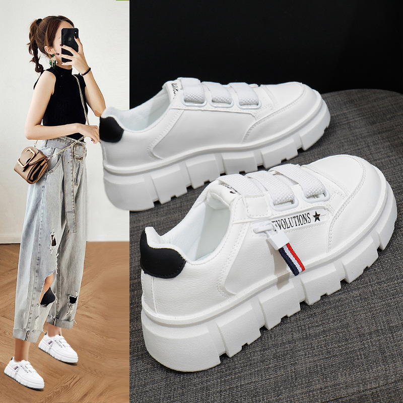 Women Casual Shoes Fashion Thick Sole Spring Korean Versatile Simple Design Versatile Triple Black Orange Free shipping