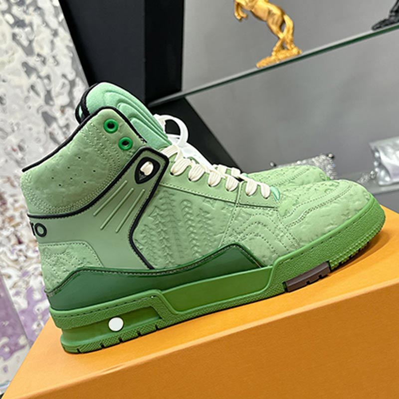 Luxury designer high top Trainer Sneaker fashion brand men high top sports shoes printed logo leather upper rubber sole breathable retro women outdoor casual shoes