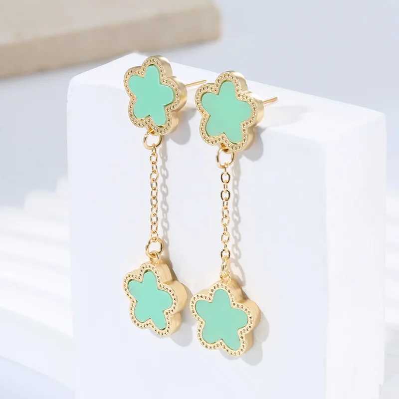Stud New Simple Lucky Five-leaf Flower Fritillary Tassel Earrings for Women Fashionable Daily Accessory Party Jewelry Birthday Gifts H250115