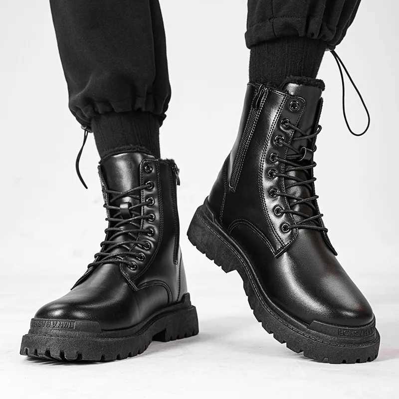 Spring Trend Half Boots for Men Black Men Boots Casual Shoes Men PU Leather Winter Boots Mens Safety Shoes Botas Para Hombrem44XJ250217