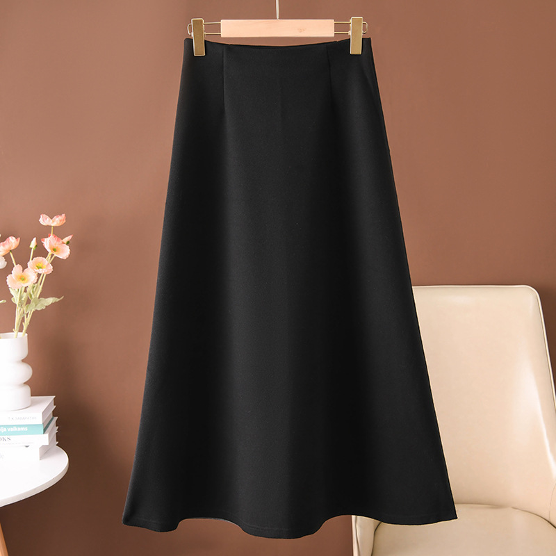 Y3135 High-quality acetate cashmere blended skirt Temperament slimming versatile A-line autumn and winter mid-length skirt