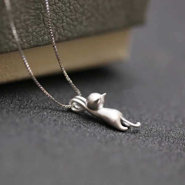 925 Sterling Silver Cute cat Necklaces Pendants For Women Fashion La Festival Gift silver 925 jewelryXJ250114