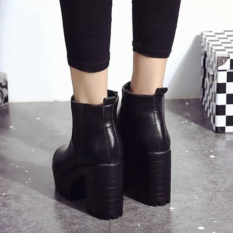 Designer New Zipper Platform Boots for Women Round Head High Heel Fi Soft Sole Casual Leather Autumn Winter Boots LadiesXJ250115