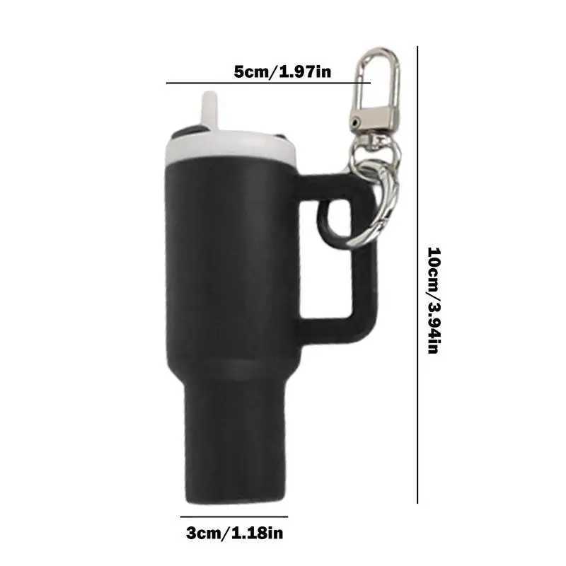 Keychains Lanyards Mini Stanleys Cups Keychain With Straw Pendant Cute Tumbler Key Ring Handbag For Water Bottle Accessories H250115
