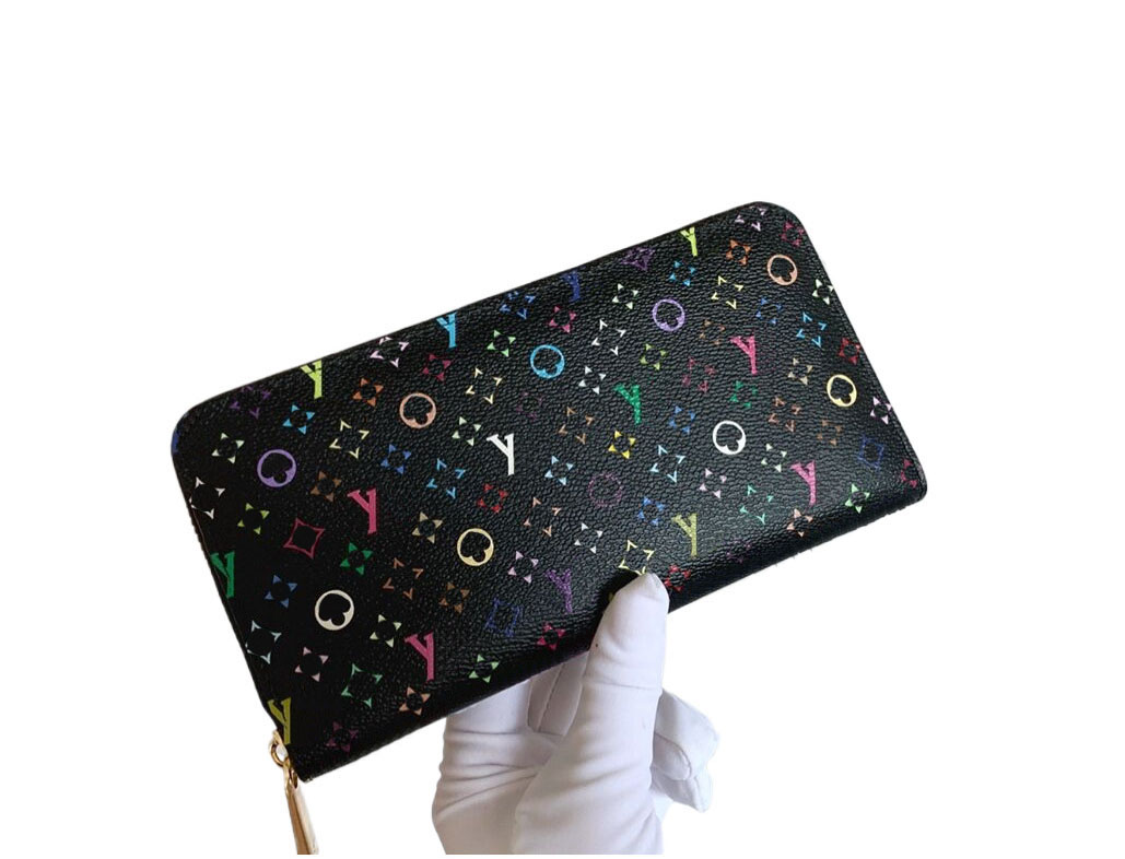 Women's Designer Wallets Fashion Zippy Long Purse Classic Multicolor Flowers & Letters Card Holders Premium Quality Woman Small Clutch Bags With Box