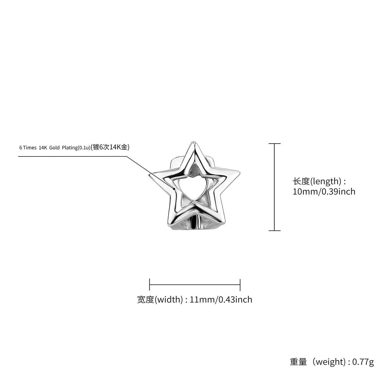 RACHELZ Hip Hop Single Hollow Star Teeth Grillz Gold Silver Color Pentagram Glossy Tooth Caps For Women Men JewelryXJ250114