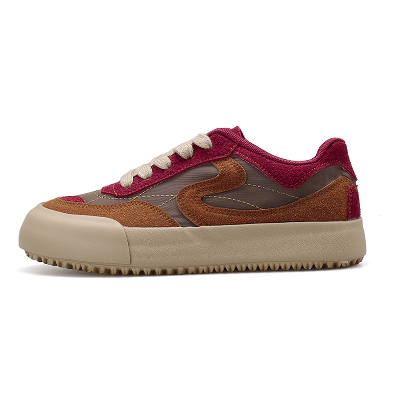 Women Casual Shoes Thick Sole Soft Training Shoes Retro Style Versatile Triple Beige Red Free shipping