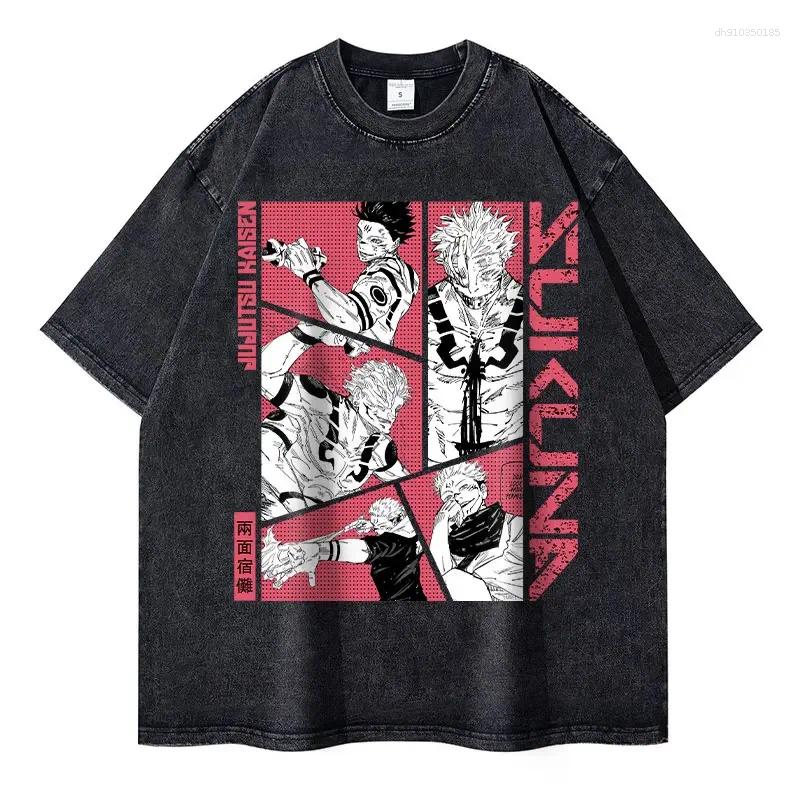 Men's T Shirts Anime J-Jujutsu K-Kaisen Vintage Washed CHOSO T-shirt Oversized Streetwear Fushiguro Toji Gojo Short Sleeve Tops Tees