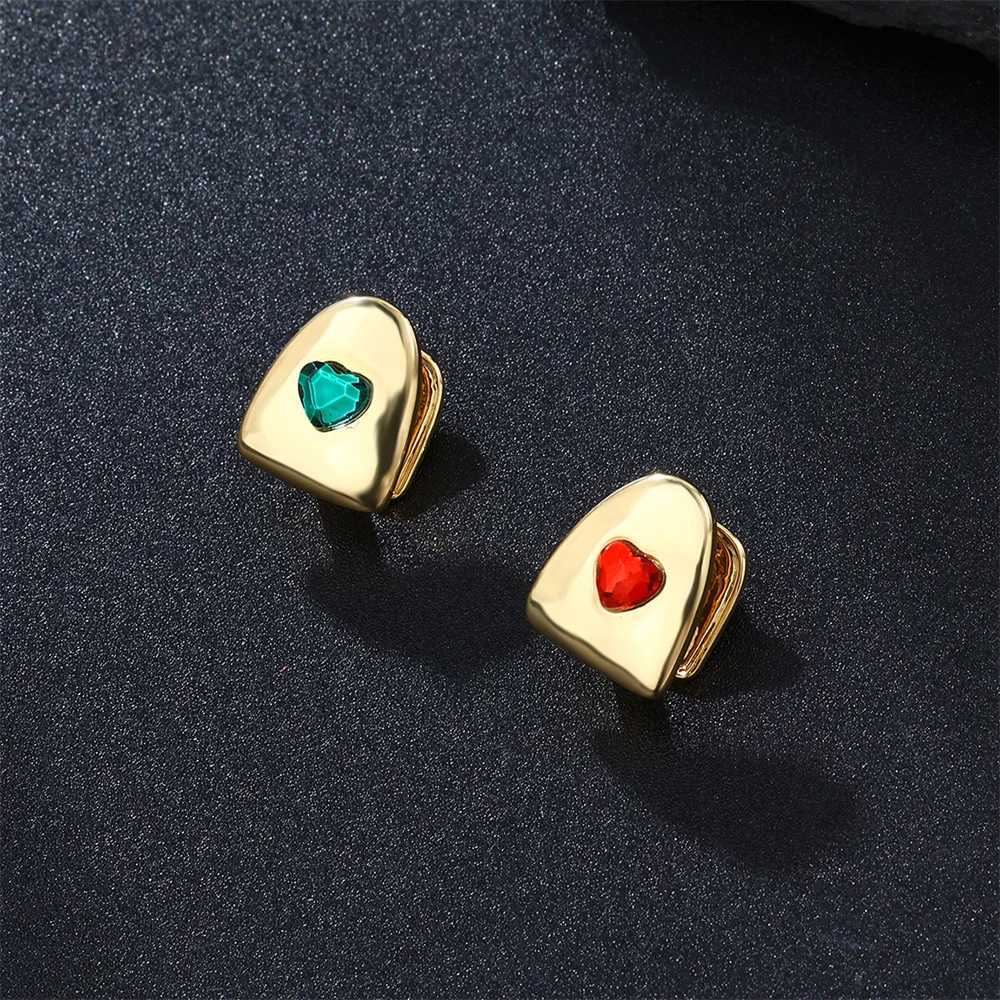 D Z Fashion Single Teeth Heart-Shaped Grillz For Men Women CZ Stone Iced Out Grills Dental Mouth Punk Teeth Charm Jewelry GiftXJ250114