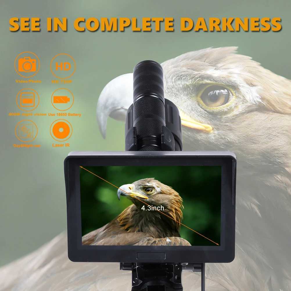 Megaorei 2 Night Vision Riflescopes 4.3 inch Display Infrared Flashlight HD 720P Video Recording DIY Hunting Night Vision DeviceW241014