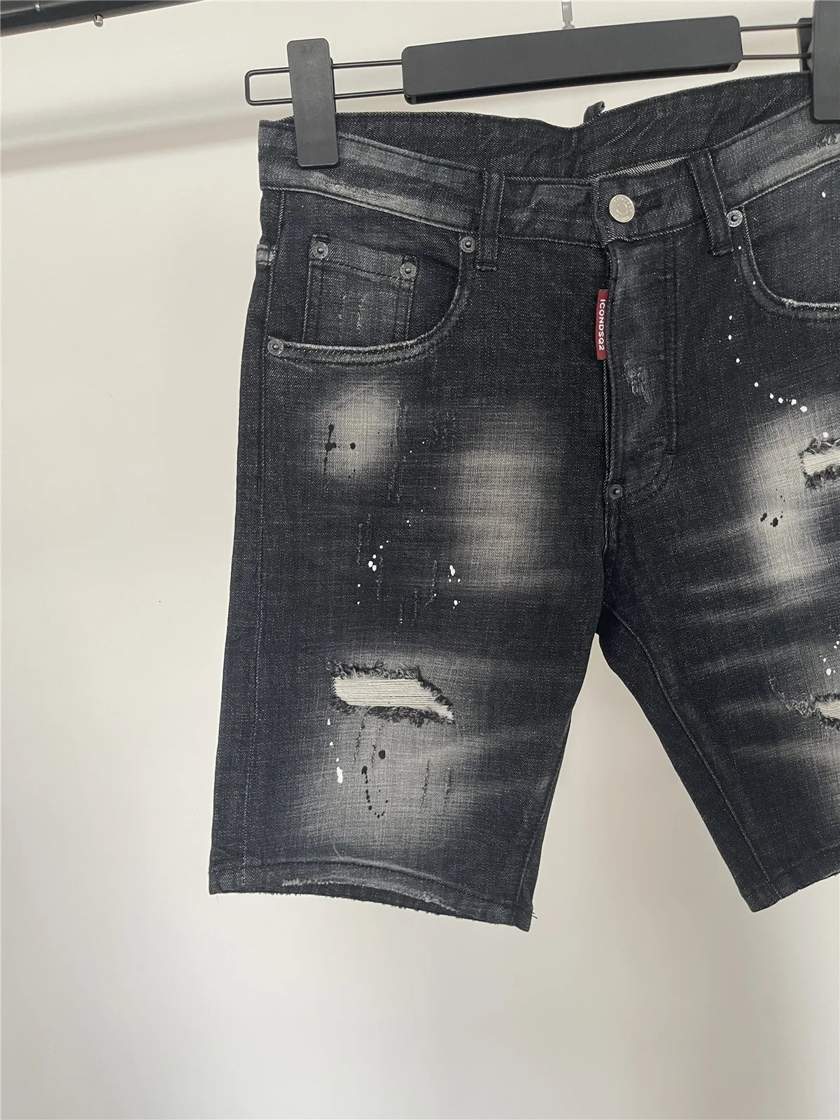 Spring/Summer Fashionable Mens Black Simple Matching Printed Ultra Thin Fit Micro Elastic Mens Denim Shorts 250108