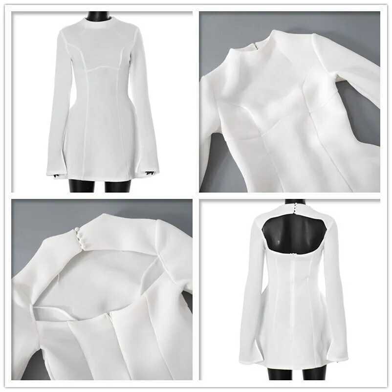 Avrilyaan Button Backless Bodycon Short Sexy A-line Dress Women Nightclub Party Dress Long Sve Mini Autumn Dress VestidosXJ250115