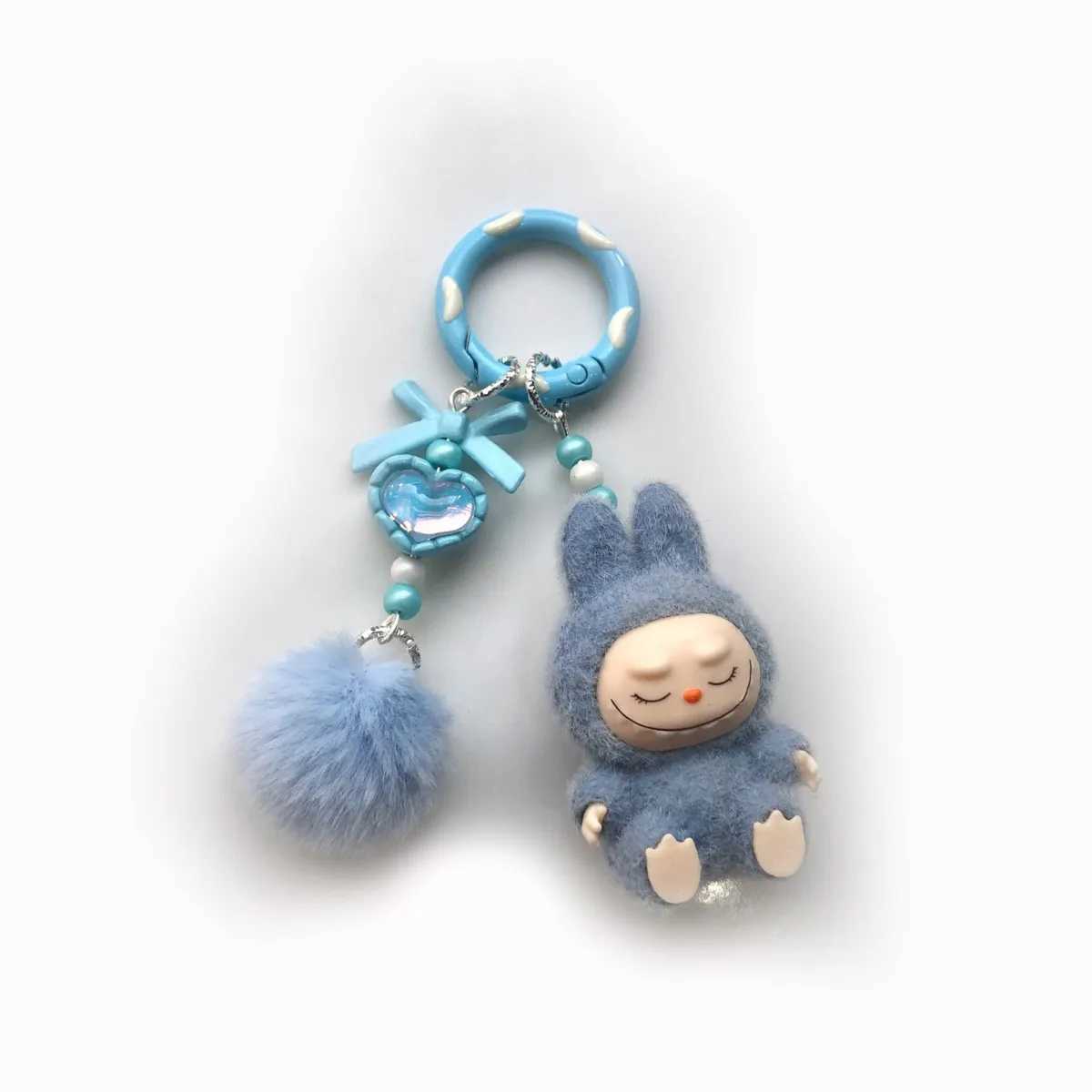 Keychains Lanyards New Mini Lab Keychain Cartoon Creative Three-dimensional Doll Students Schoolbag Pendant Car Key Chain Women and Men Gifts H250115