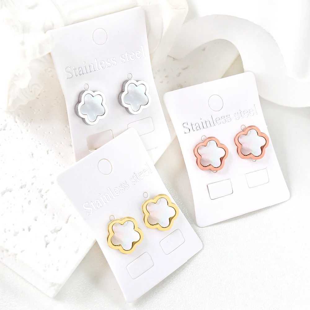 Bracelet Earrings Necklace LUXUKISSKIDS Golden Clover Shell Jewelry Set for Women/Girls Stainless Steel Flower Sets Elegant Accessories H250115