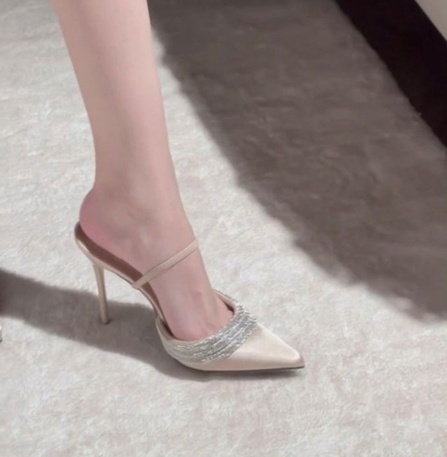 2024 Sexy Pointed Toe High Heel Sandals: 9cm Stylish Purple Heels for Women 35-40