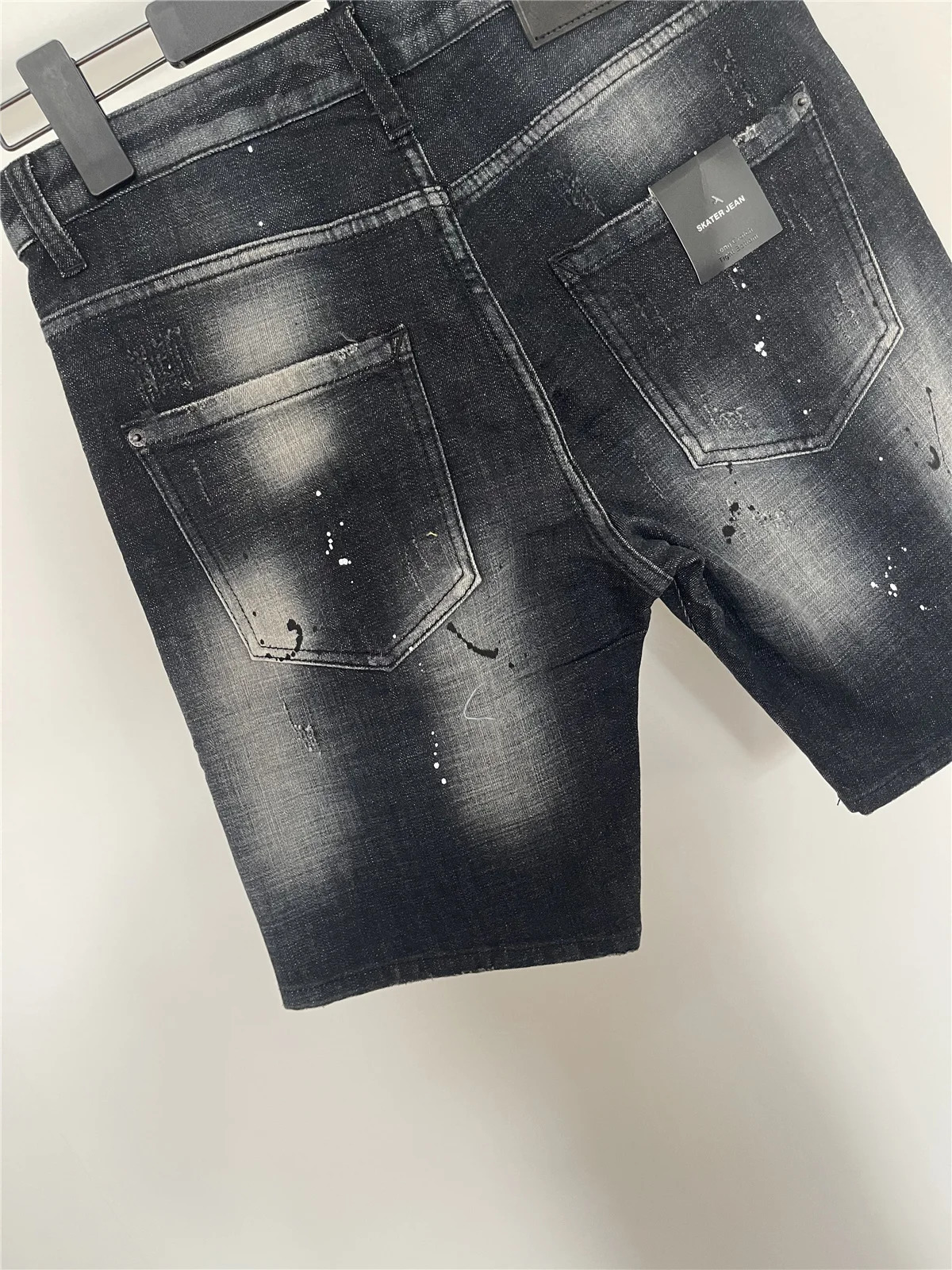 Spring/Summer Fashionable Mens Black Simple Matching Printed Ultra Thin Fit Micro Elastic Mens Denim Shorts 250108
