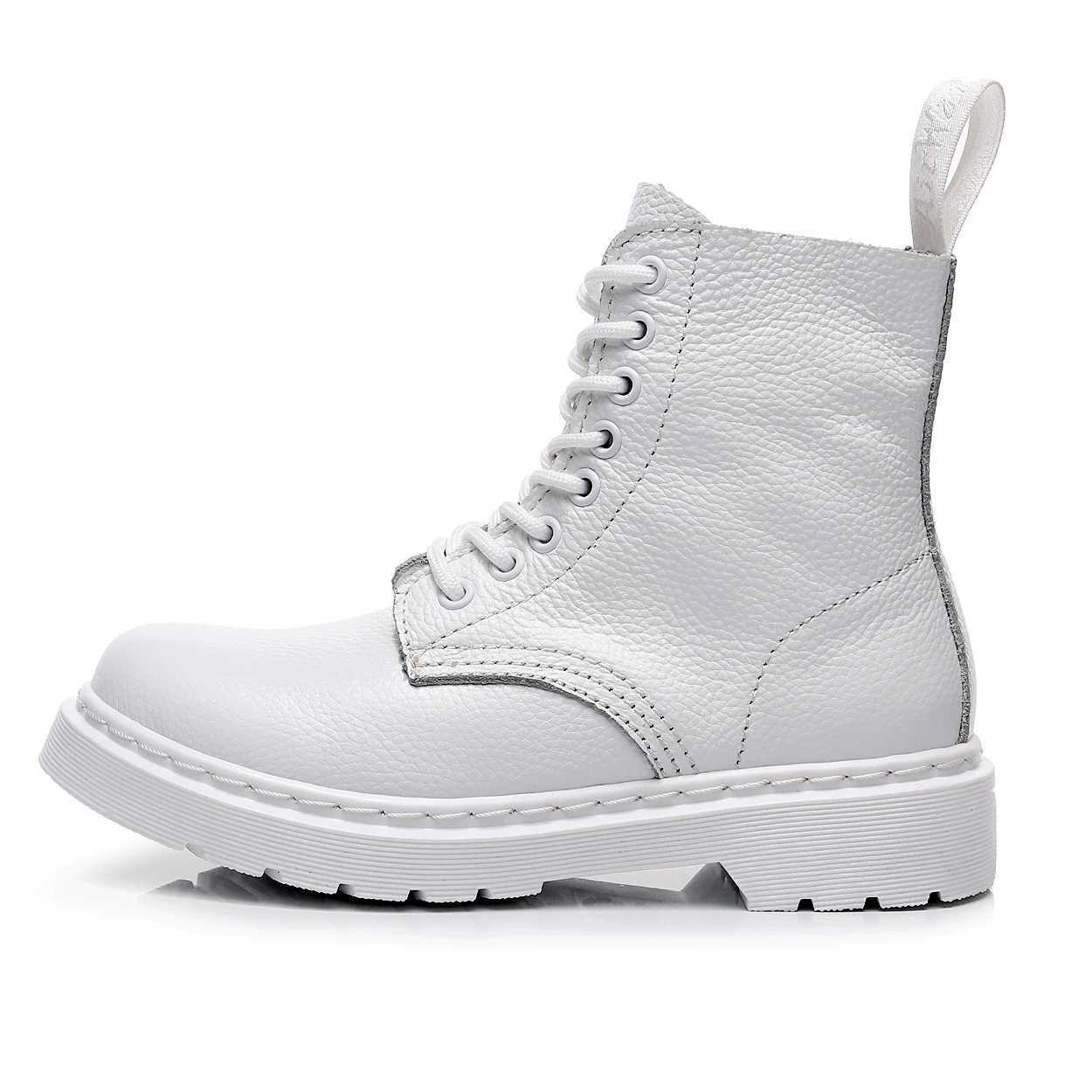 WAERTA Mens Genuine Leather Boots White Couple Models Wear-resistant Round Toe Breathable N-slip Casual Trend All-mah 35-46XJ250115