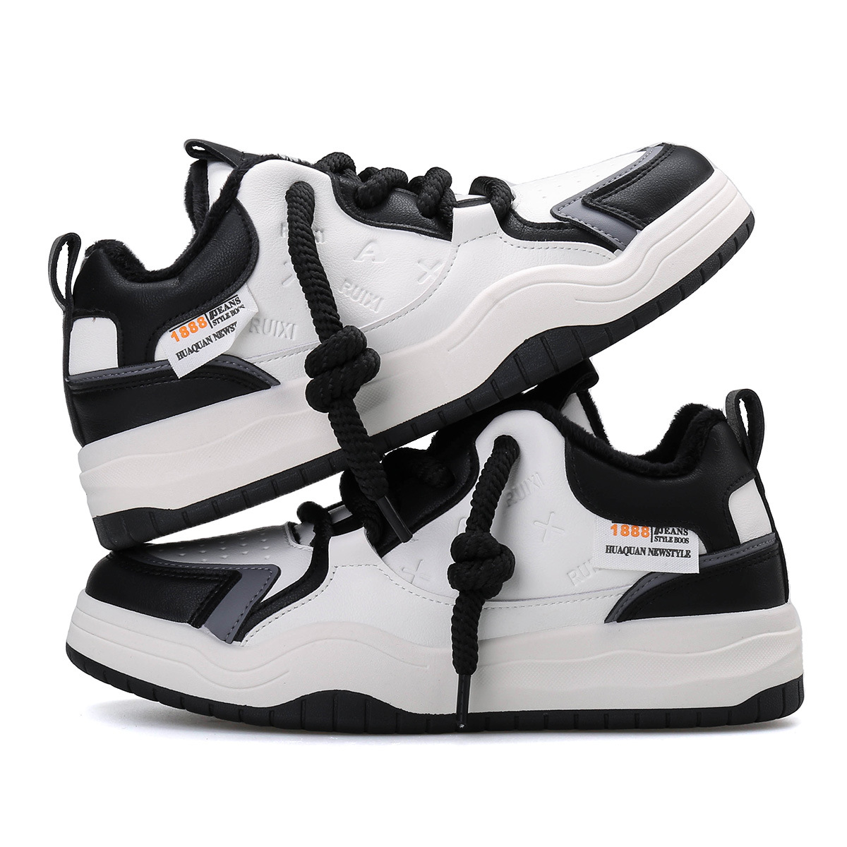 Men Casual Shoes Fashion Plush Warm Cotton Trendy High-end Versatile Triple Black White Coffee Free shipping
