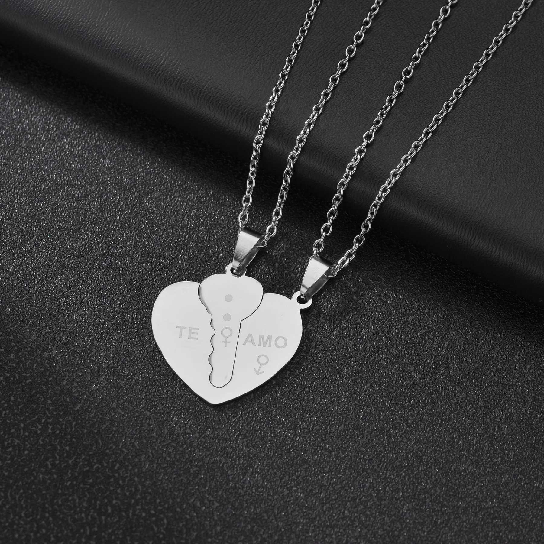 Pendant Necklaces 2Pcs European Sliver Plated Key For Womens Lover Couple Jewelry Broken Heart Necklace Valentine Gift H250115