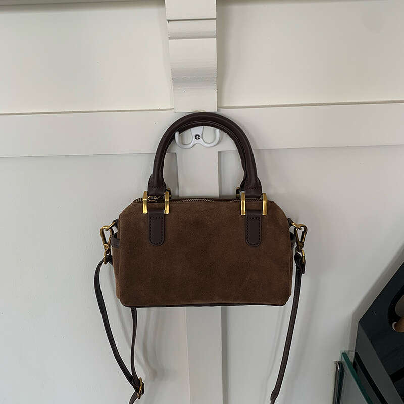 New Suede Versatile Shoulder Bag Crossbody Bags Small Pillow Boston Handbag Trendy Women's Bag Casual Gentle Style Simple Exquisite Beige Commuti