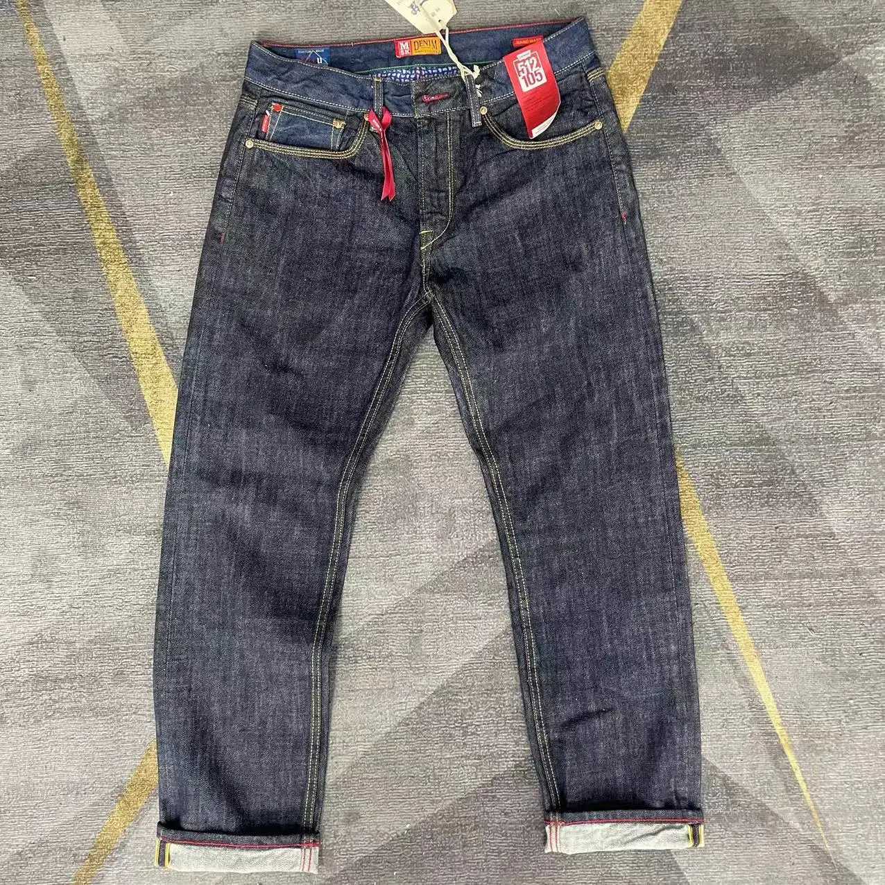 5oz 00% Cotton Red Selvedge Denim Jeans for Men Heavyweight Vintage Washed Casual Tapered Straight Trousers High Quality 502 W250115